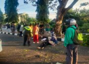 Brio Tabrak Pembatas Jalan saat Hindari Motor Masuk Jalur Cepat Ringroad Utara, 3 Orang Luka